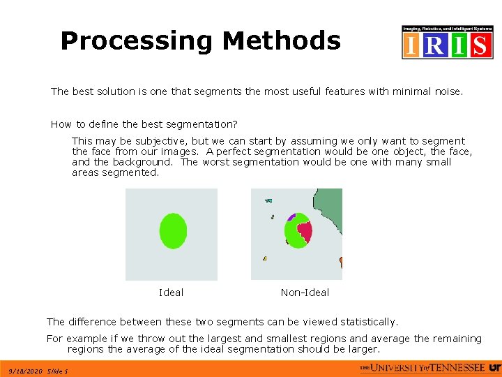 Processing Methods The best solution is one that segments the most useful features with