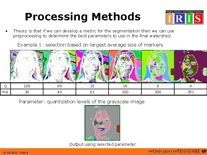Processing Methods • Theory is that if we can develop a metric for the