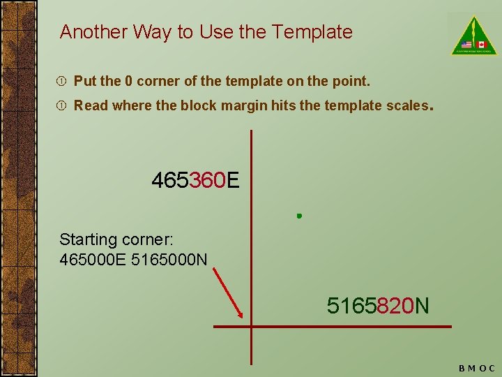 Another Way to Use the Template Put the 0 corner of the template on