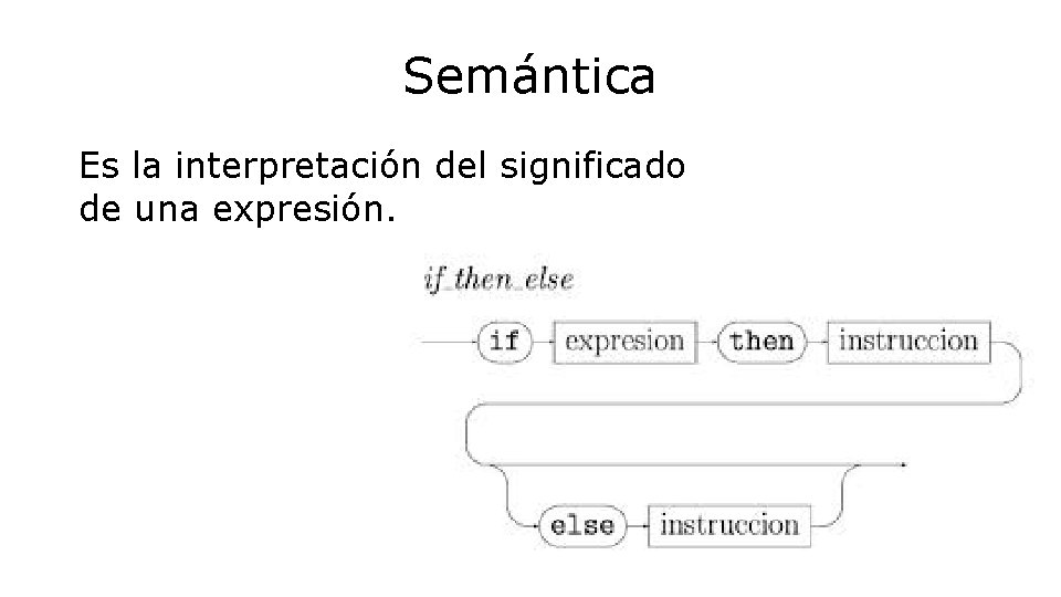 Semántica Es la interpretación del significado de una expresión. 