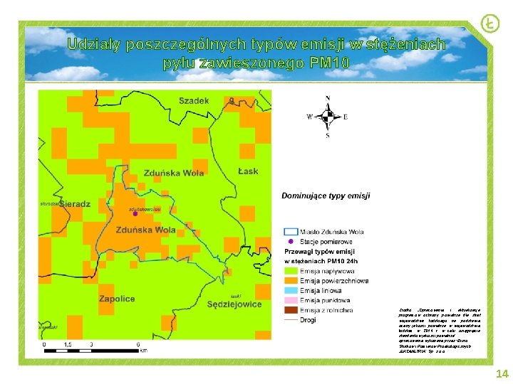 Udziały poszczególnych typów emisji w stężeniach pyłu zawieszonego PM 10 Źródło „Opracowanie i aktualizacja