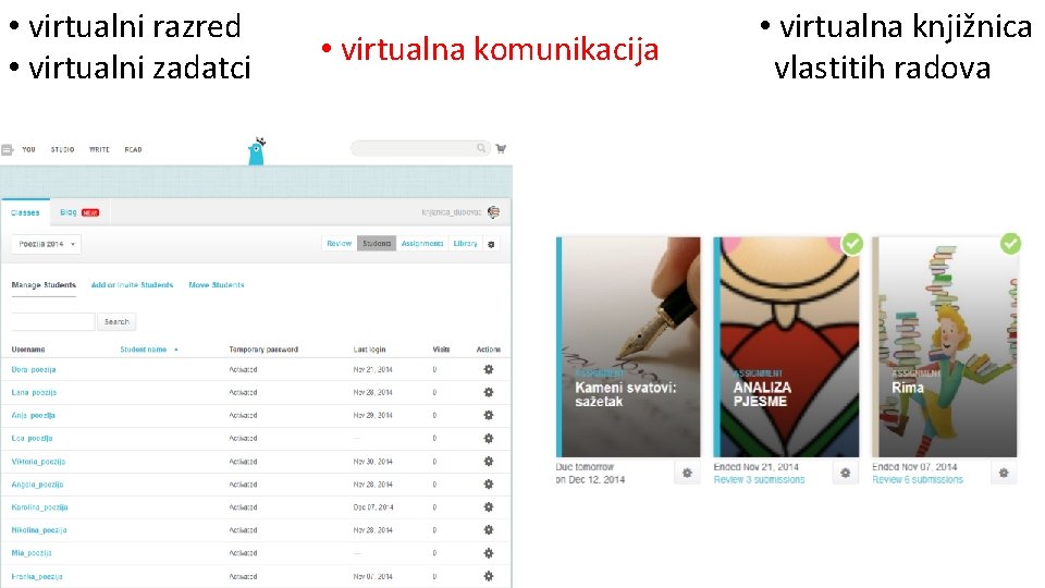  • virtualni razred • virtualni zadatci • virtualna komunikacija • virtualna knjižnica vlastitih