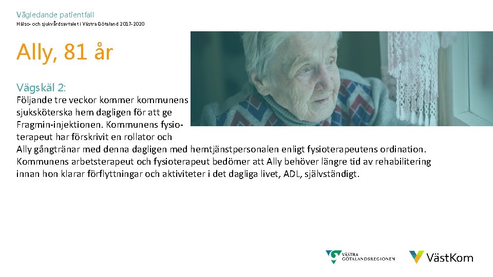 Vägledande patientfall Hälso- och sjukvårdsavtalet i Västra Götaland 2017 -2020 Ally, 81 år Vägskäl