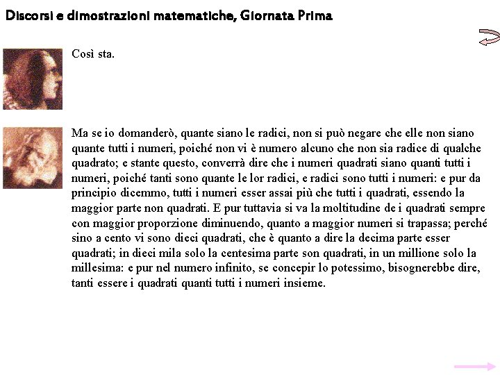 Discorsi e dimostrazioni matematiche, Giornata Prima Così sta. Ma se io domanderò, quante siano