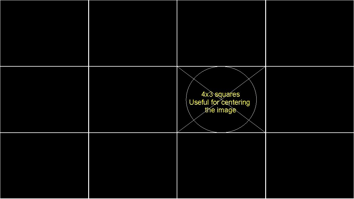 4 x 3 squares Useful for centering the image 