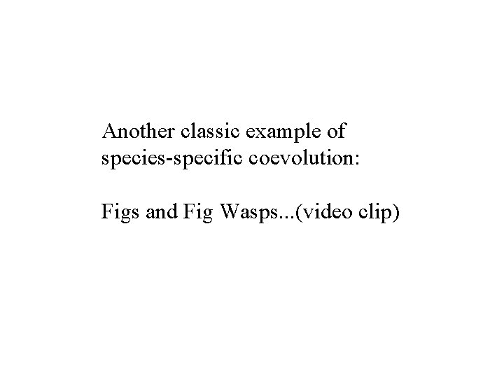 Another classic example of species-specific coevolution: Figs and Fig Wasps. . . (video clip)