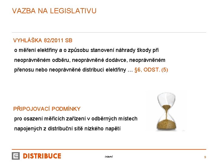 VAZBA NA LEGISLATIVU VYHLÁŠKA 82/2011 SB o měření elektřiny a o způsobu stanovení náhrady