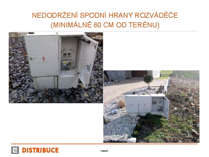 NEDODRŽENÍ SPODNÍ HRANY ROZVÁDĚČE (MINIMÁLNĚ 60 CM OD TERÉNU) Interní 23 