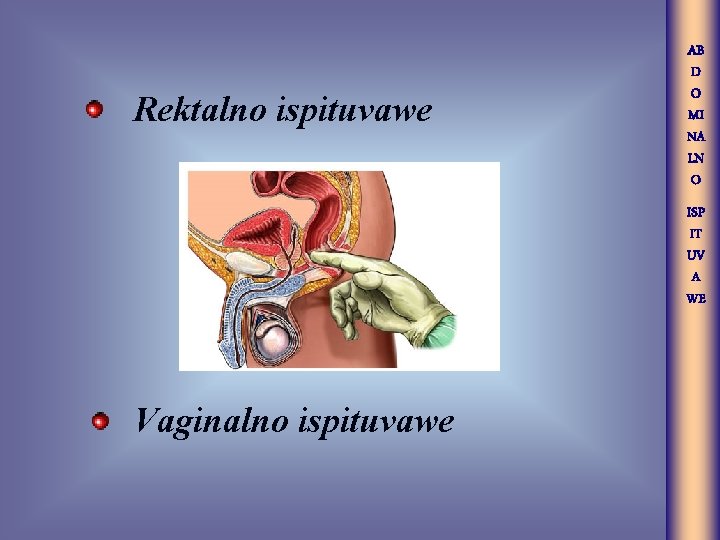 AB D O MI NA LN O Rektalno ispituvawe ISP IT UV A WE