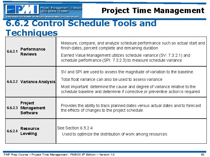 Project Time Management 6. 6. 2 Control Schedule Tools and Techniques • 6. 6.