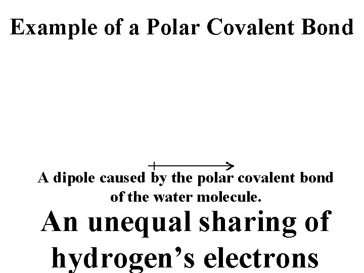 Example of a Polar Covalent Bond A dipole caused by the polar covalent bond