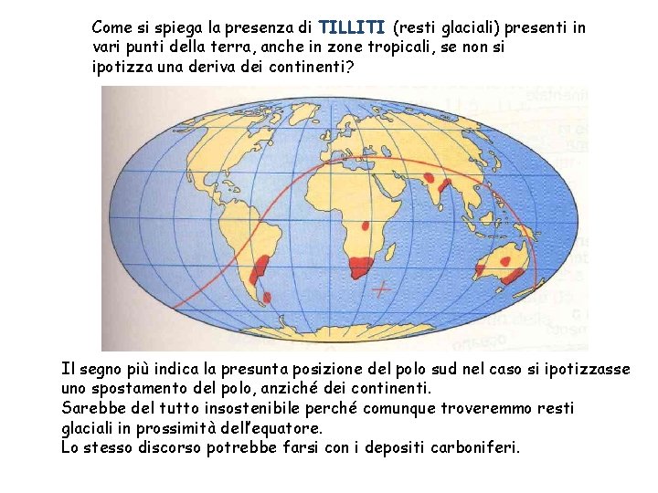 Come si spiega la presenza di TILLITI (resti glaciali) presenti in vari punti della