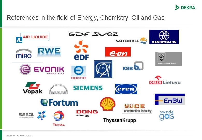 References in the field of Energy, Chemistry, Oil and Gas Seite 22 © 2011