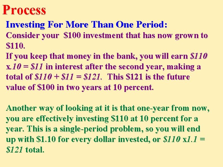 Process Investing For More Than One Period: Consider your $100 investment that has now