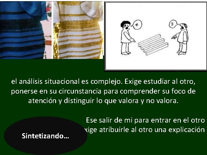 Por lo tanto. . el análisis situacional es complejo. Exige estudiar al otro, ponerse Por lo tanto. . el análisis situacional es complejo. Exige estudiar al otro, ponerse