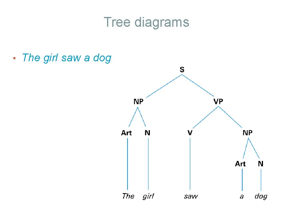 Tree diagrams • The girl saw a dog 