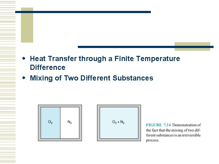 w Heat Transfer through a Finite Temperature Difference w Mixing of Two Different Substances
