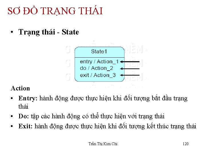 SƠ ĐỒ TRẠNG THÁI • Trạng thái - State Action • Entry: hành động