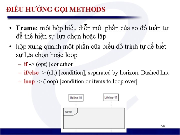 ĐIỀU HƯỚNG GỌI METHODS • Frame: một hộp biểu diễn một phần của sơ