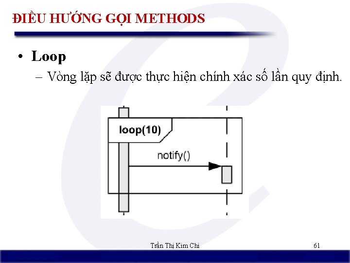 ĐIỀU HƯỚNG GỌI METHODS • Loop – Vòng lặp sẽ được thực hiện chính