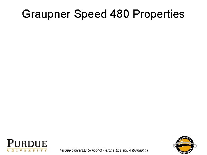 Graupner Speed 480 Properties Purdue University School of Aeronautics and Astronautics 