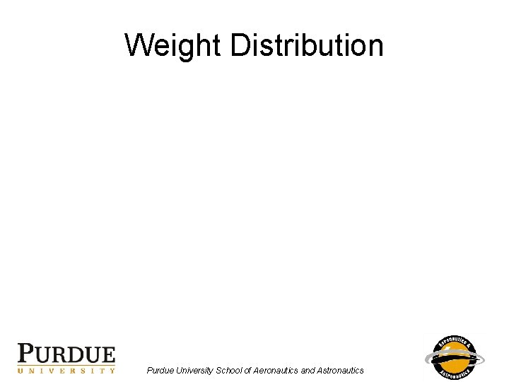 Weight Distribution Purdue University School of Aeronautics and Astronautics 