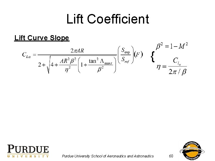 Lift Coefficient Lift Curve Slope { Purdue University School of Aeronautics and Astronautics 60