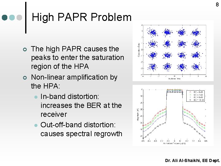 8 High PAPR Problem ¢ ¢ The high PAPR causes the peaks to enter