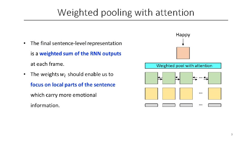 Weighted pooling with attention 9 