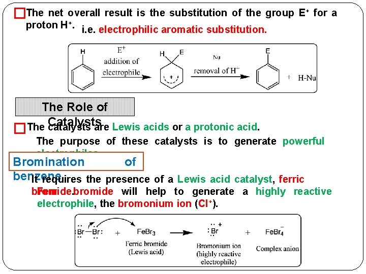 �The net overall result is the substitution of the group E+ for a proton