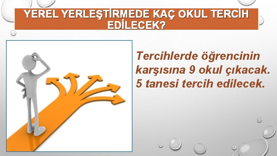 YEREL YERLEŞTİRMEDE KAÇ OKUL TERCİH EDİLECEK? Tercihlerde öğrencinin karşısına 9 okul çıkacak. 5 tanesi