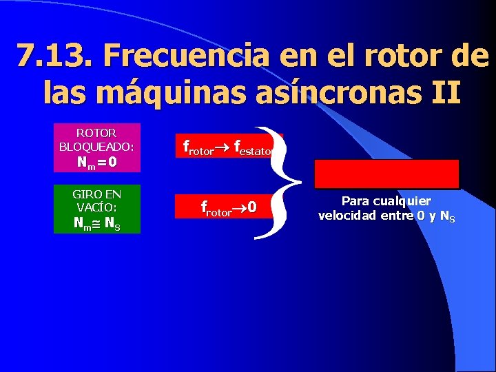 7. 13. Frecuencia en el rotor de las máquinas asíncronas II ROTOR BLOQUEADO: frotor