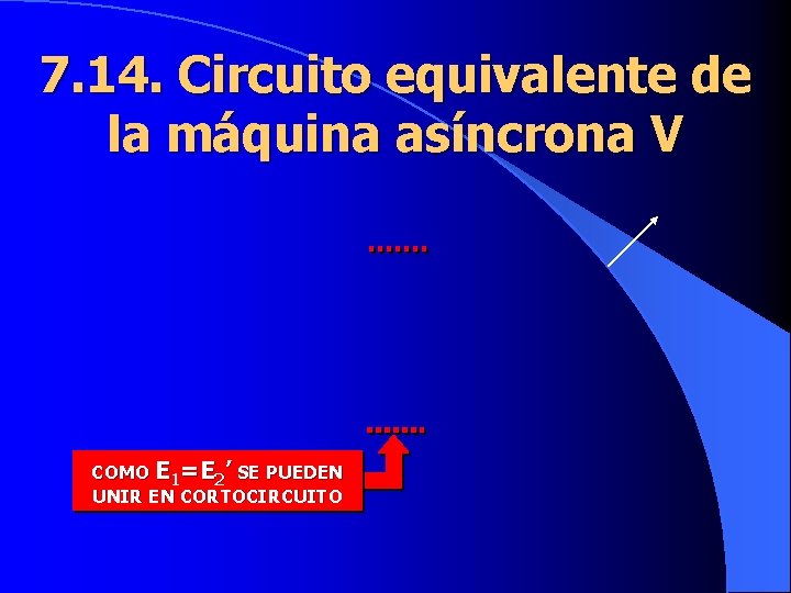 7. 14. Circuito equivalente de la máquina asíncrona V COMO E 1=E 2’ SE