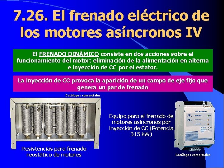 7. 26. El frenado eléctrico de los motores asíncronos IV El FRENADO DINÁMICO consiste