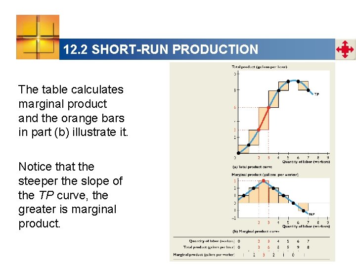 12. 2 SHORT-RUN PRODUCTION The table calculates marginal product and the orange bars in