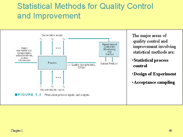 Statistical Methods for Quality Control and Improvement The major areas of quality control and