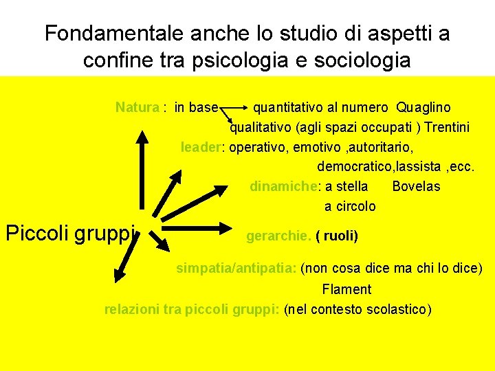 Fondamentale anche lo studio di aspetti a confine tra psicologia e sociologia Natura :