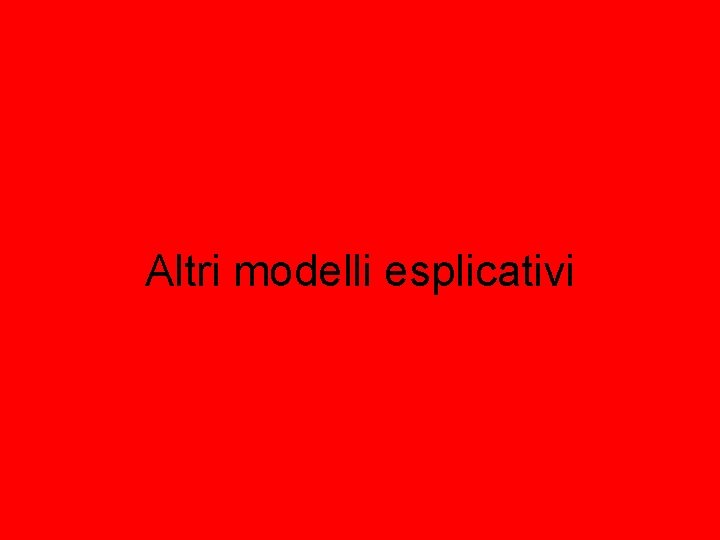 Altri modelli esplicativi 