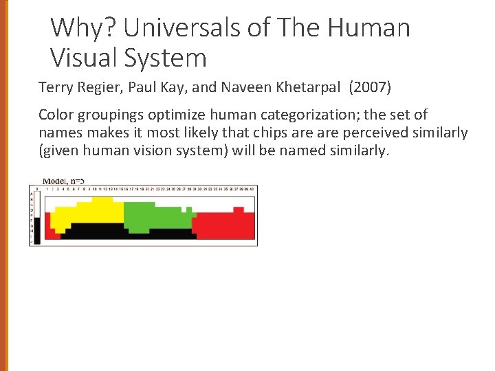 Why? Universals of The Human Visual System Terry Regier, Paul Kay, and Naveen Khetarpal
