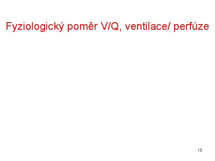 Fyziologický poměr V/Q, ventilace/ perfúze 15 