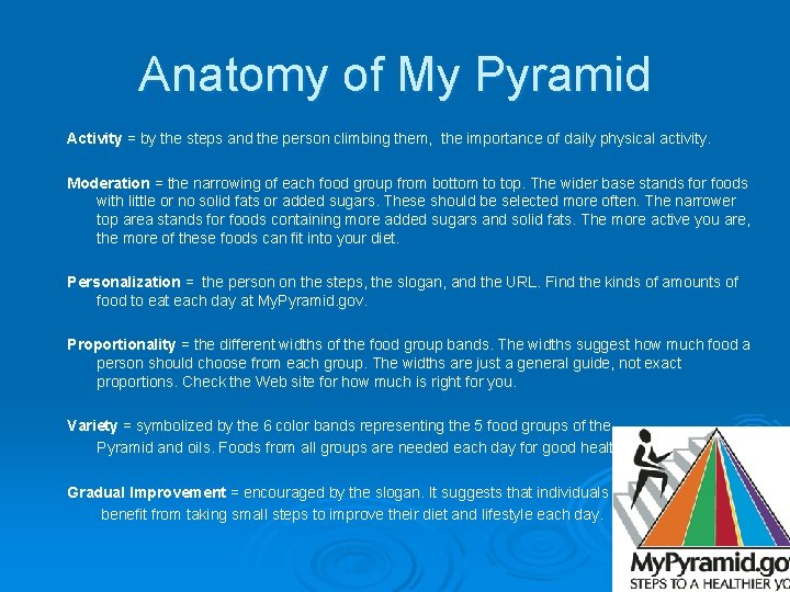 Anatomy of My Pyramid Activity = by the steps and the person climbing them,