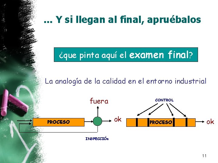 . . . Y si llegan al final, apruébalos ¿que pinta aquí el examen . . . Y si llegan al final, apruébalos ¿que pinta aquí el examen