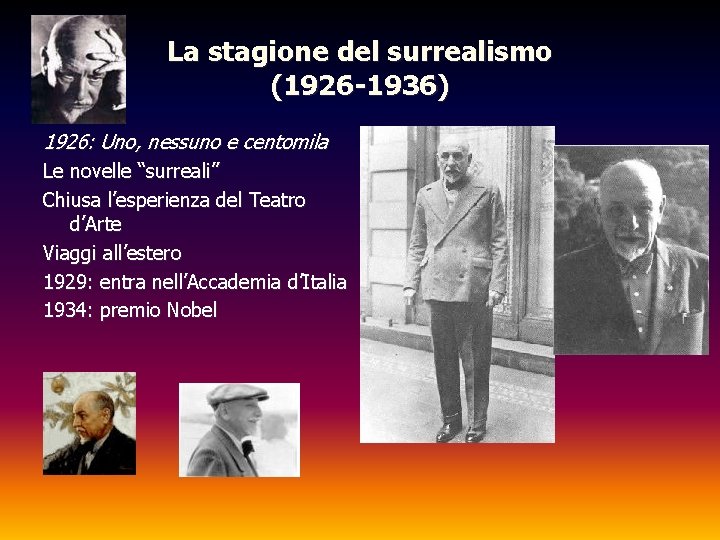 La stagione del surrealismo (1926 -1936) 1926: Uno, nessuno e centomila Le novelle “surreali”