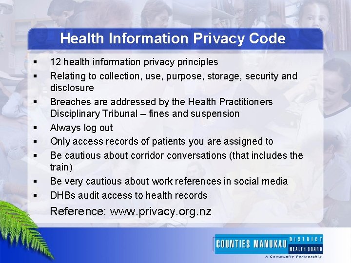 Health Information Privacy Code § § § § 12 health information privacy principles Relating