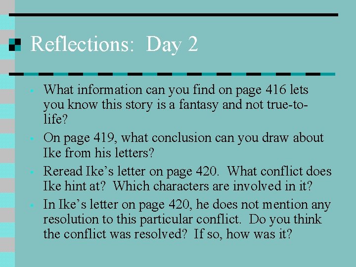 Reflections: Day 2 • • What information can you find on page 416 lets