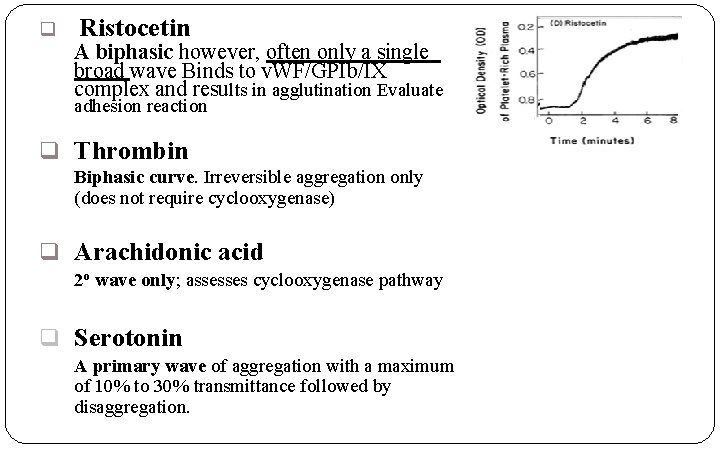 q Ristocetin A biphasic however, often only a single broad wave Binds to v.