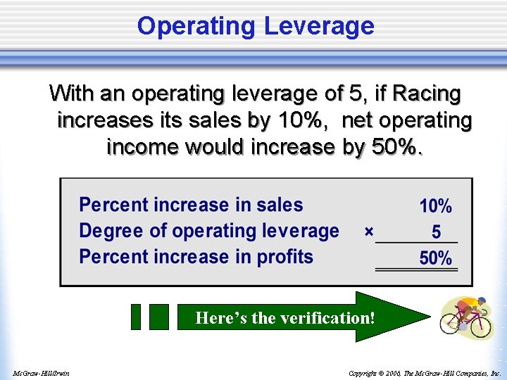 Operating Leverage With an operating leverage of 5, if Racing increases its sales by