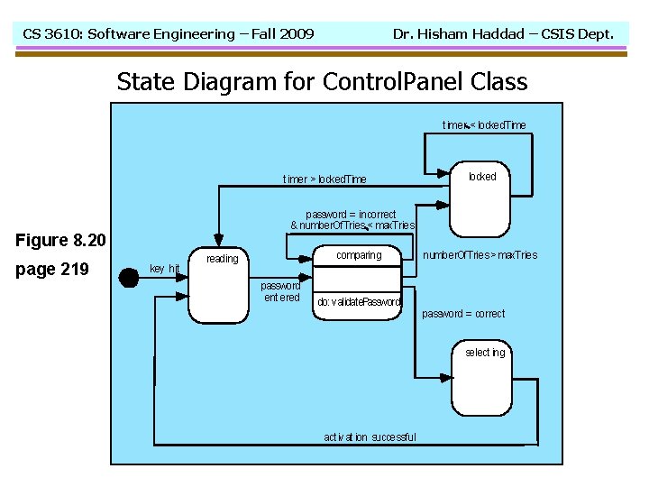 CS 3610: Software Engineering – Fall 2009 Dr. Hisham Haddad – CSIS Dept. State