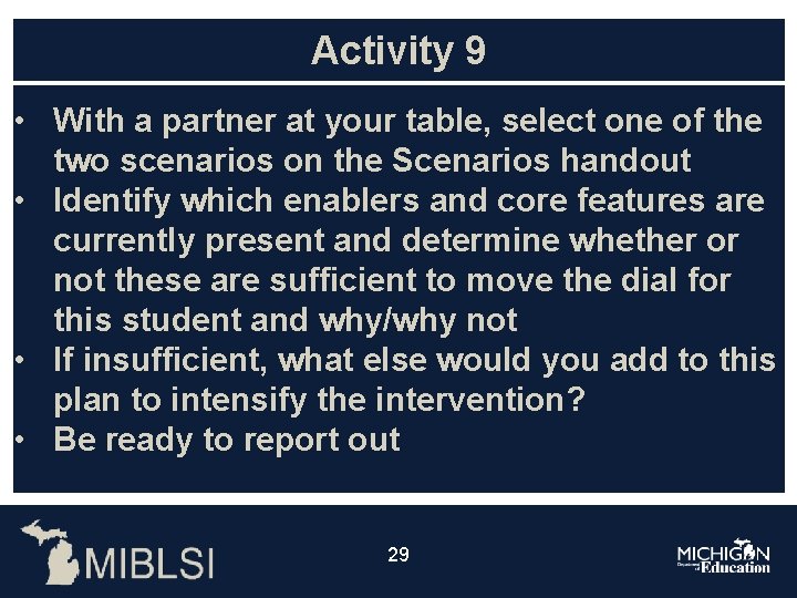 Activity 9 • With a partner at your table, select one of the two