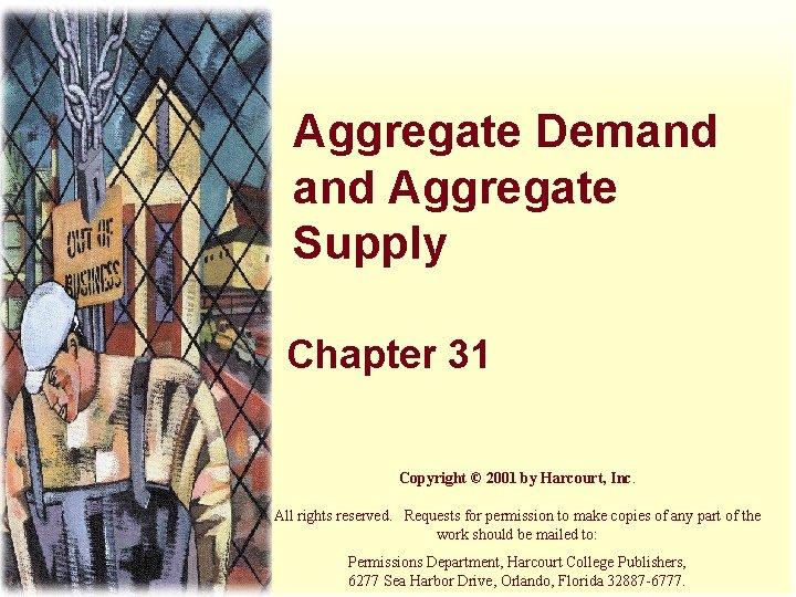 Aggregate Demand Aggregate Supply Chapter 31 Copyright © 2001 by Harcourt, Inc. All rights